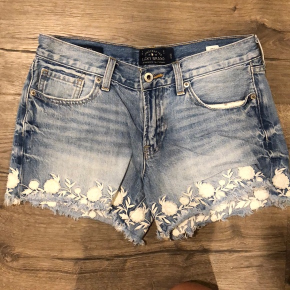 Lucky Brand Pants - Lucky Brand embroidered denim cut offs